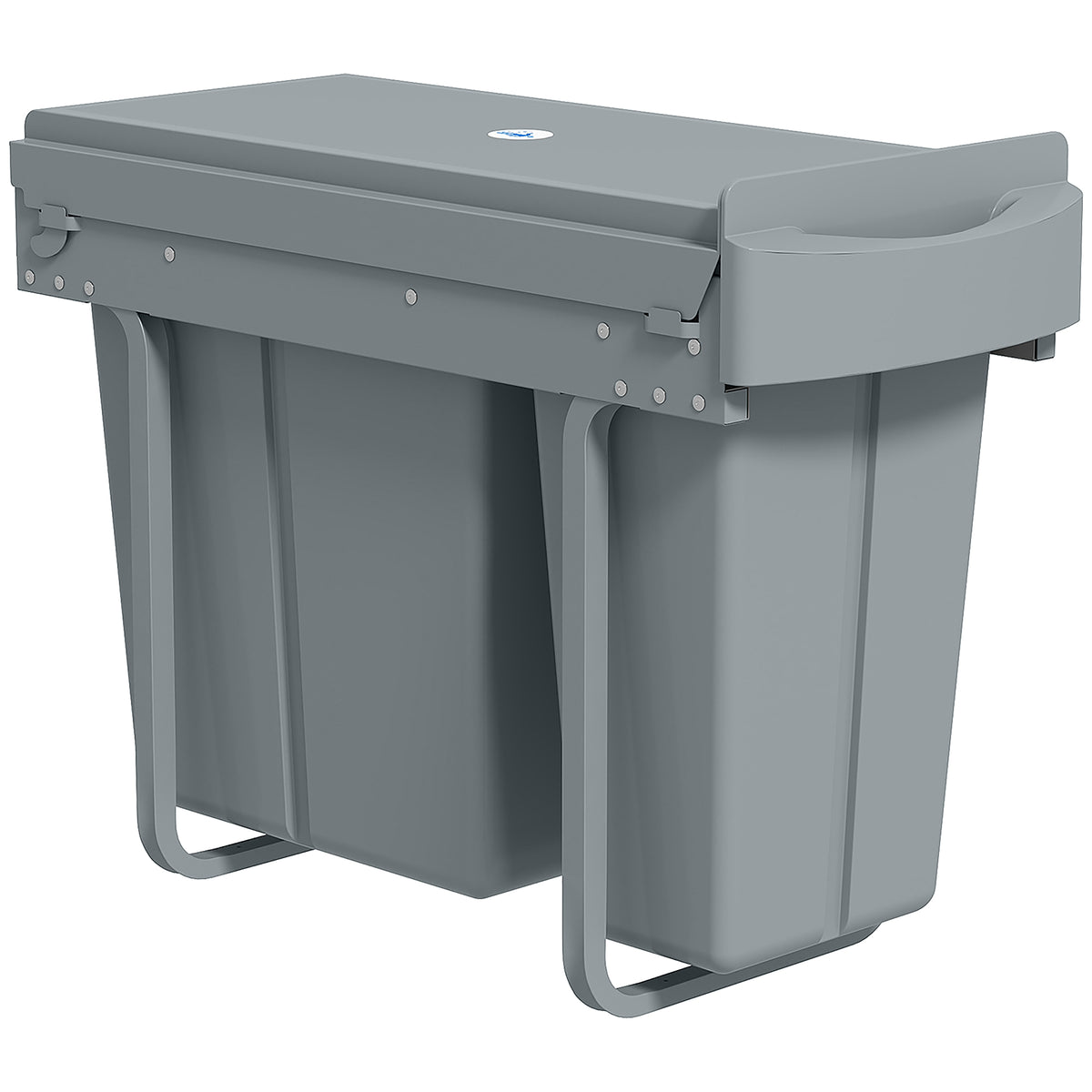 HOMCOM Ausziehbarer Mülleimer, Küchenmüllbehälter mit 2 herausnehmbaren Eimern, Griff, 30 Liter (20 L+10 L)