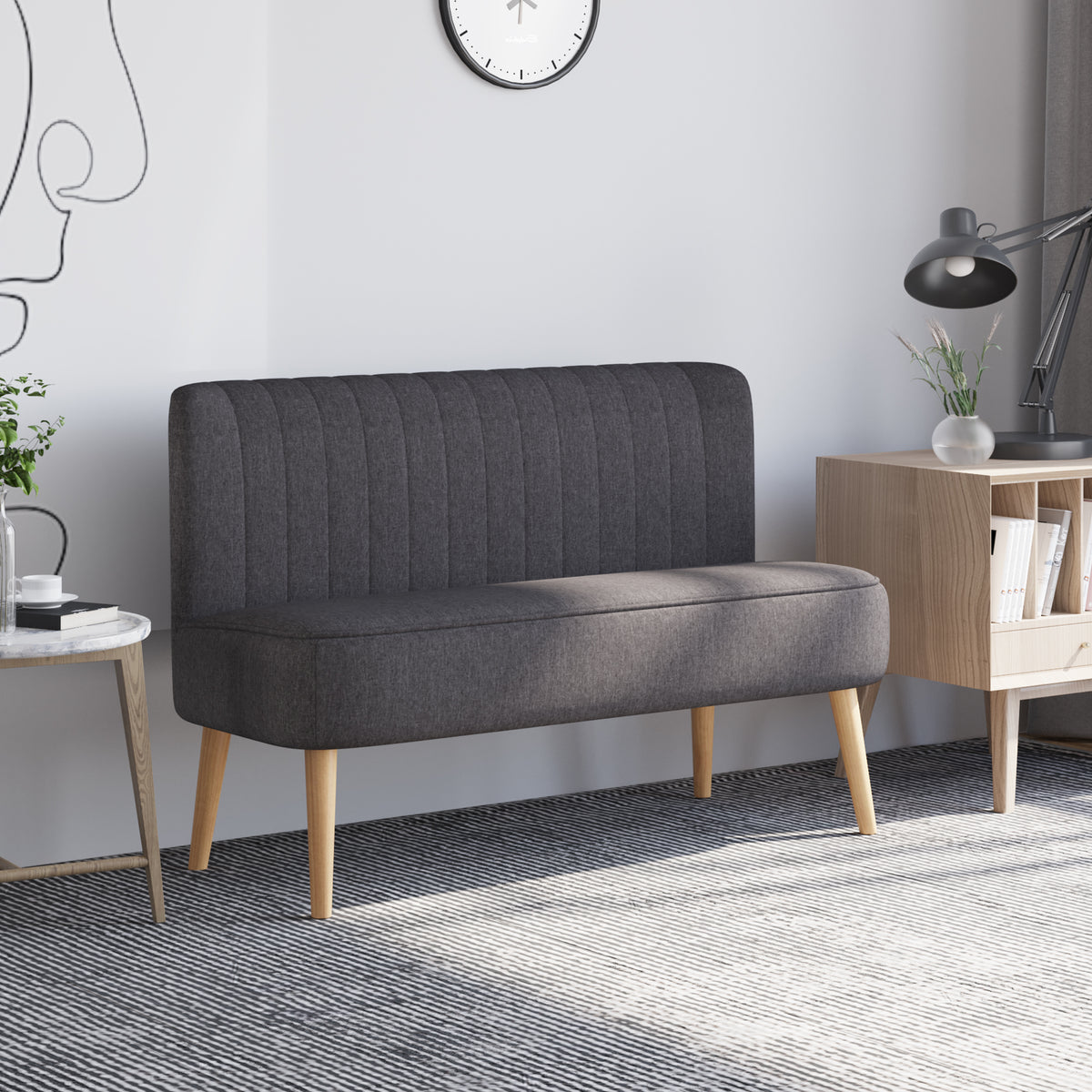 HOMCOM 2-Sitzer Sofa, weiche Polsterung, pflegeleichter Bezug, bis 220 kg, 117 x 56,5 x 77 cm – Produktabbildung 2