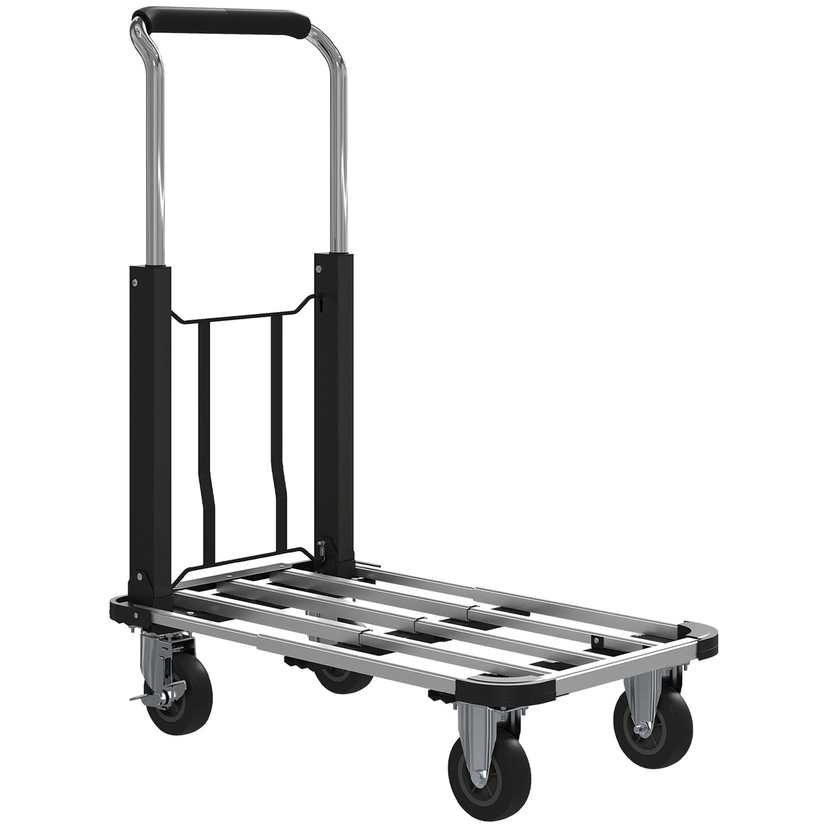 HOMCOM Faltbarer Handwagen, 150 kg Belastbarkeit, erweiterbare Fläche, höhenverstellbarer Griff, für Kisten