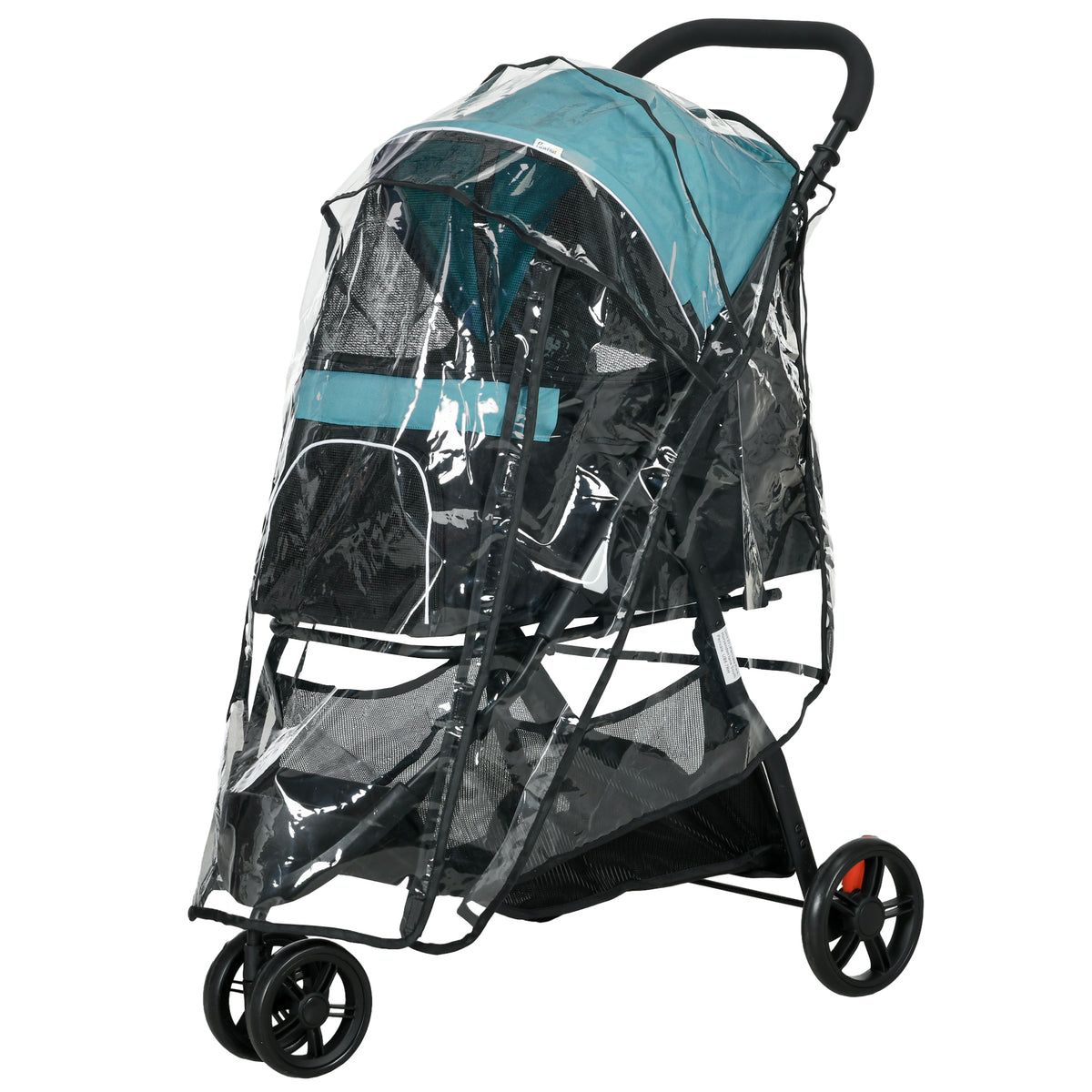 PawHut Haustierbuggy Hundebuggy bis 10kg klappbar Sicherheitsleine Handgriff Regenschutz Aufbewahrungskorb