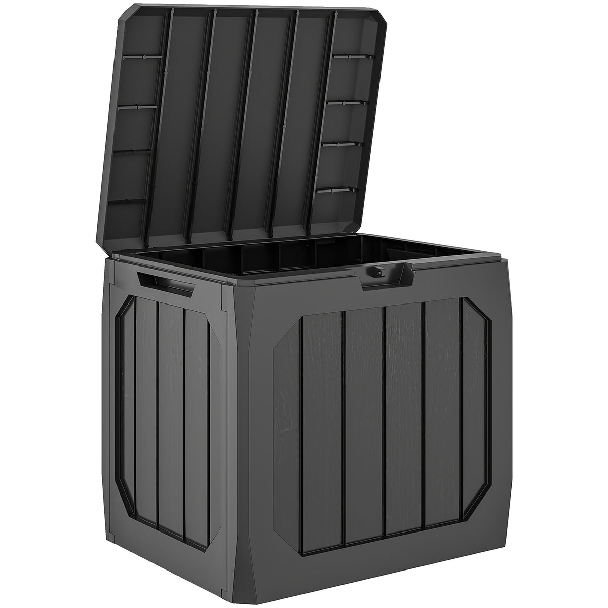 121L Plastic Garden Storage Box, Outdoor Storage Box with Handles, Black