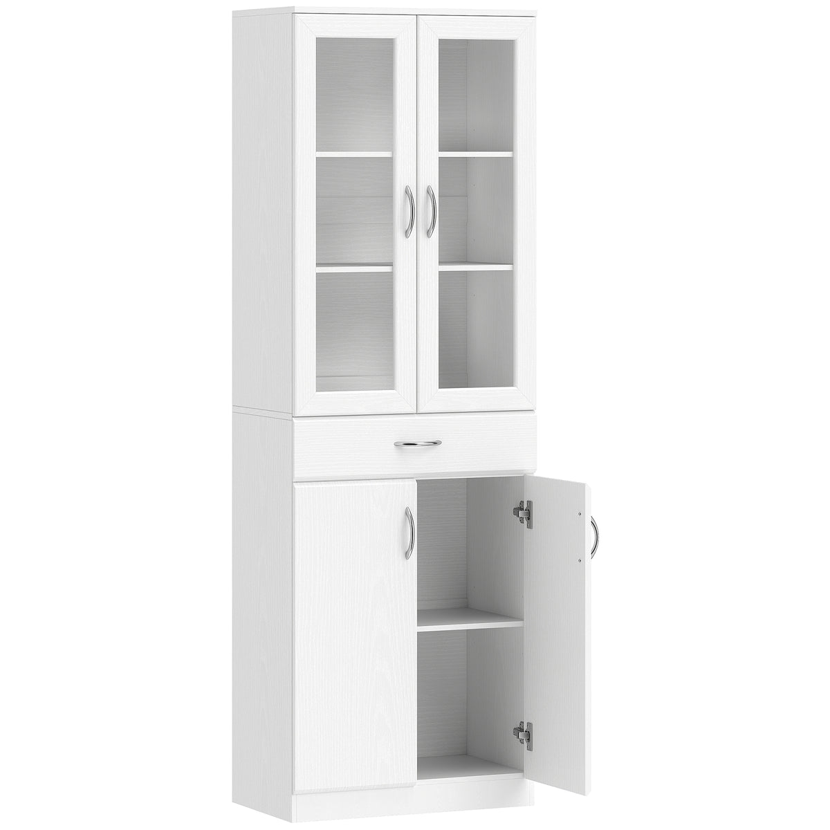 HOMCOM Küchenschrank Buffetschrank mit verstellbar Regal Schublade 2 Schrank Hochschrank mit Glastür 60 x 35