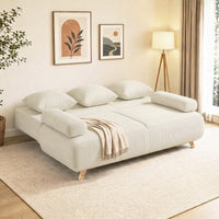 HOMCOM Schlafsofa mit verstellbarer Rückenlehne, Bettfunktion, verstecktem Stauraum und Cordbezug, Beige – Produktabbildung 8