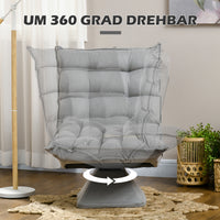 HOMCOM Relaxsessel Lesesessel, drehbar, Samtoptik, 62 cm x 70 cm x 95 cm, Hellgrau – Produktabbildung 5