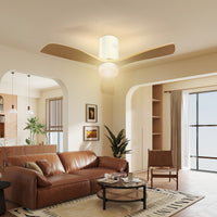 Ceiling fan with LED light, 6 speeds, remote control, light brown (9)