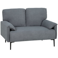 HOMCOM 2-Sitzer-Sofa, dicke Kissen, samtiger Bezug, Polstersofa, Schwarz