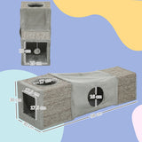 PawHut Katzentunnel, 2 Katzenhöhlen, Kratzflächen und Ballspielzeug, 98 cm x 30 cm x 30 cm, Braun + Grau – Produktabbildung 3