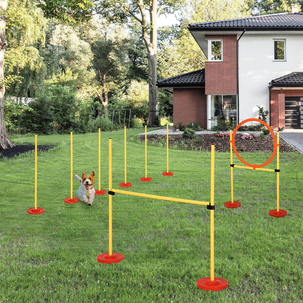 PawHut Agility Set Hunde 3-teiliges Agility-Ausrüstung für Hundetraining Steckhürdenset mit 6 – Produktabbildung 2