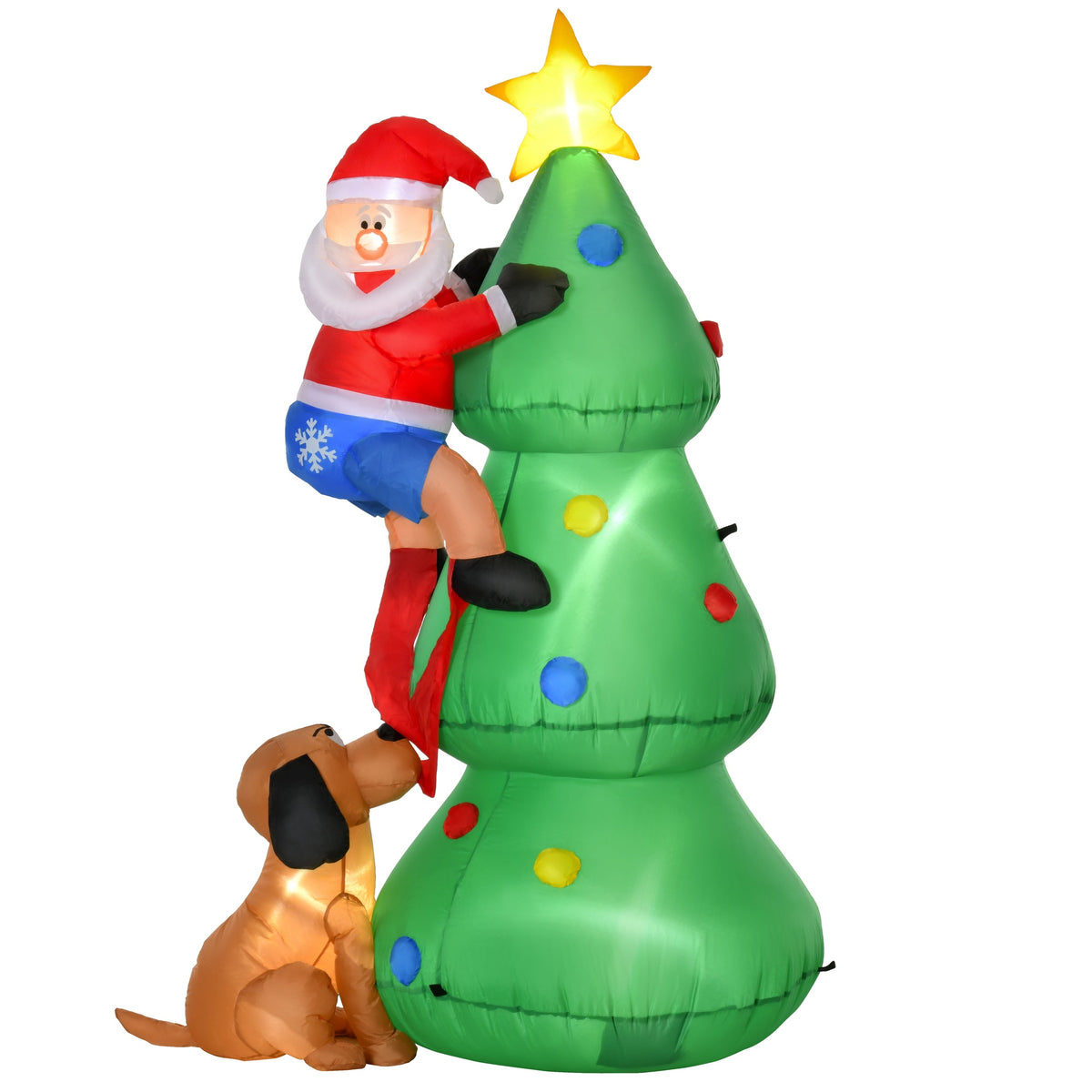 Inflatable Christmas tree, Christmas decoration, 1.8 m, incl. blower, 123 cm x 85 cm x 180 cm, green + red