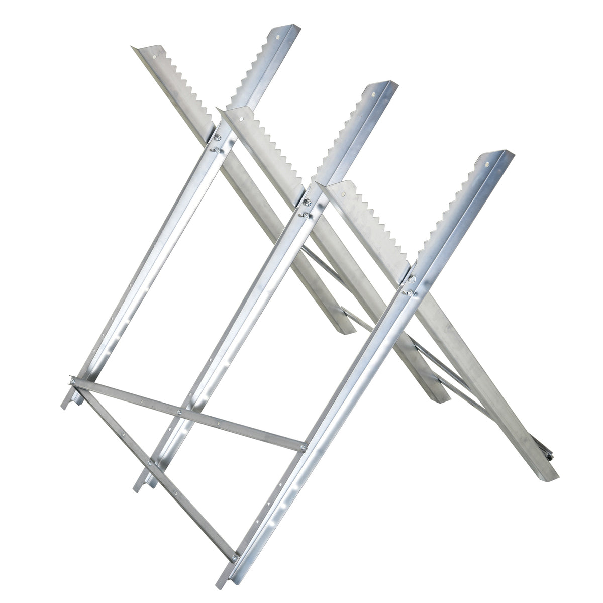Chainsaw sawhorse, foldable sawhorse, saw stand for firewood, silver metal, 83 x 83 x 79 cm