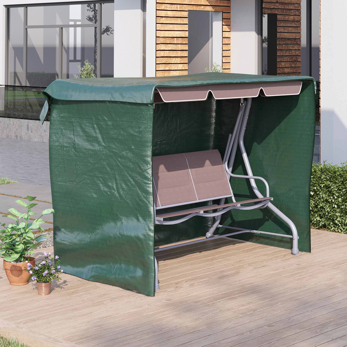 Outsunny Hollywoodschaukel Abdeckung 3 Sitzer, Wasserdicht Winterfest Schutzhülle für Gartenschaukel – Produktabbildung 2