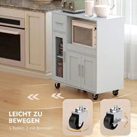 HOMCOM Küchenschrank auf Rädern, Mobile Küchenkommode mit Ablagen, Schubladen, verstellbarem Regal – Produktabbildung 7