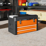 HOMCOM Werkzeugkiste leer, 49,7 x 25,3 x 28,9 cm Werkzeugkasten mit Schublade, Mini-Box Stahl Orange – Produktabbildung 2