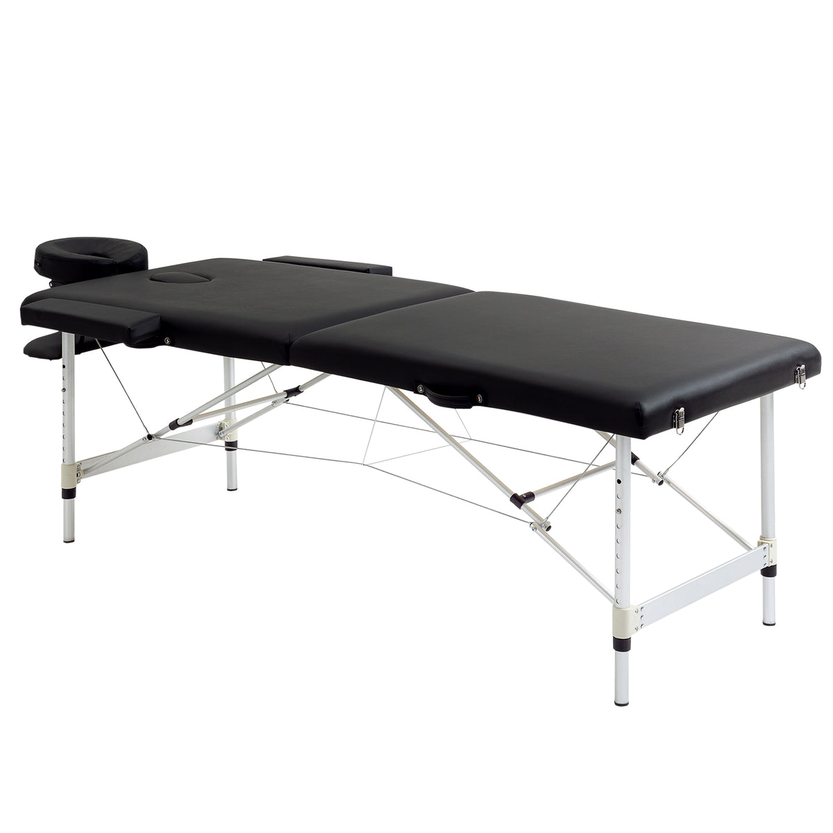HOMCOM Massageliege, 2 Zonen klappbarer Massagetisch mit Kunstleder, Kopfstütze, Armlehnen, Tasche