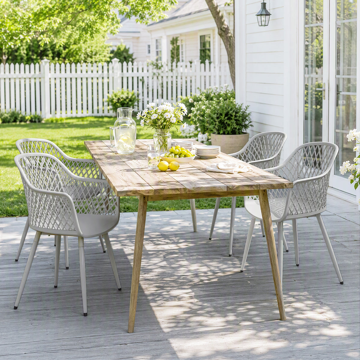 Outsunny Gartenstuhl 4er Set UV-beständige Gartenstühle aus Kunststoff mit Armlehne Rückenlehne 56 x 51 – Produktabbildung 2