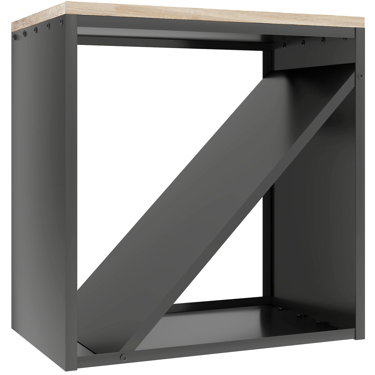 Outsunny 2-in-1 Kaminholzregal für innen 58 x 36 x 60cm erhöhtes Brennholzregal mit Trenner Metall Schwarz