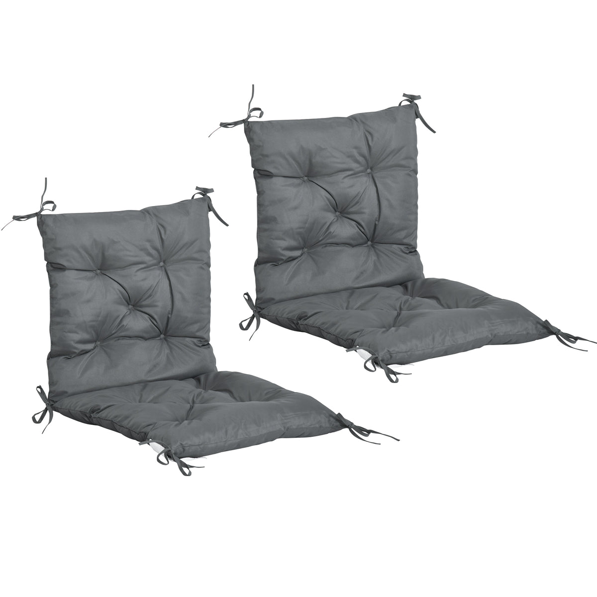 Set of 2 seat cushions, 98cm x 50cm x 8cm chair cushions with ties, padded cushion, washable / ergonomic seat