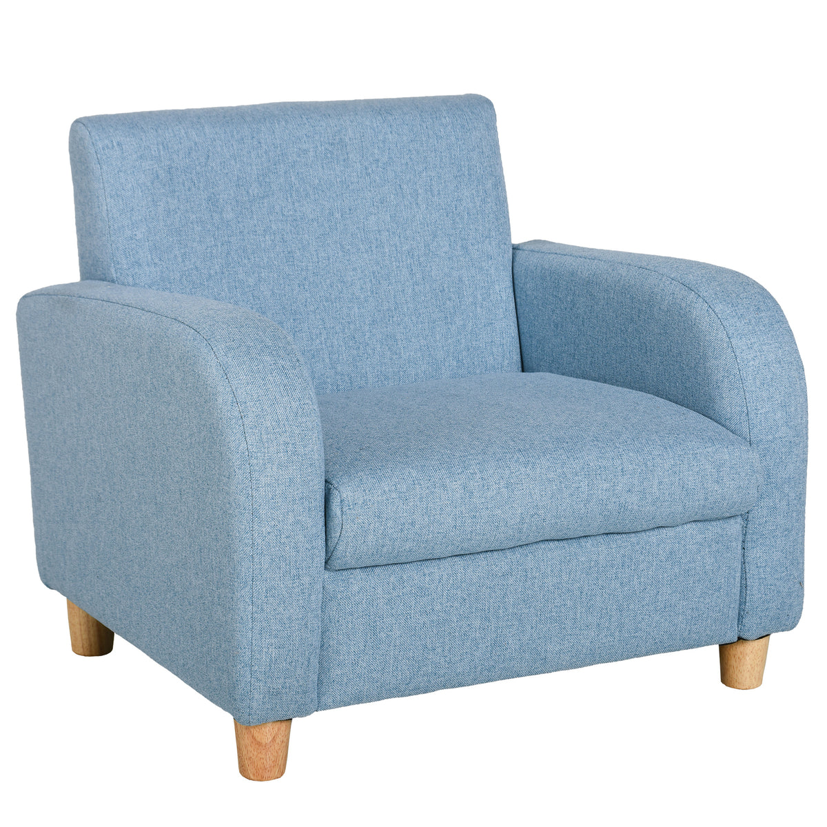 HOMCOM Kindersessel Kindersofa mit Leinen-Optik, massiven Holzfüßen Sessel aus Schaumstoff Kinderstuhl für