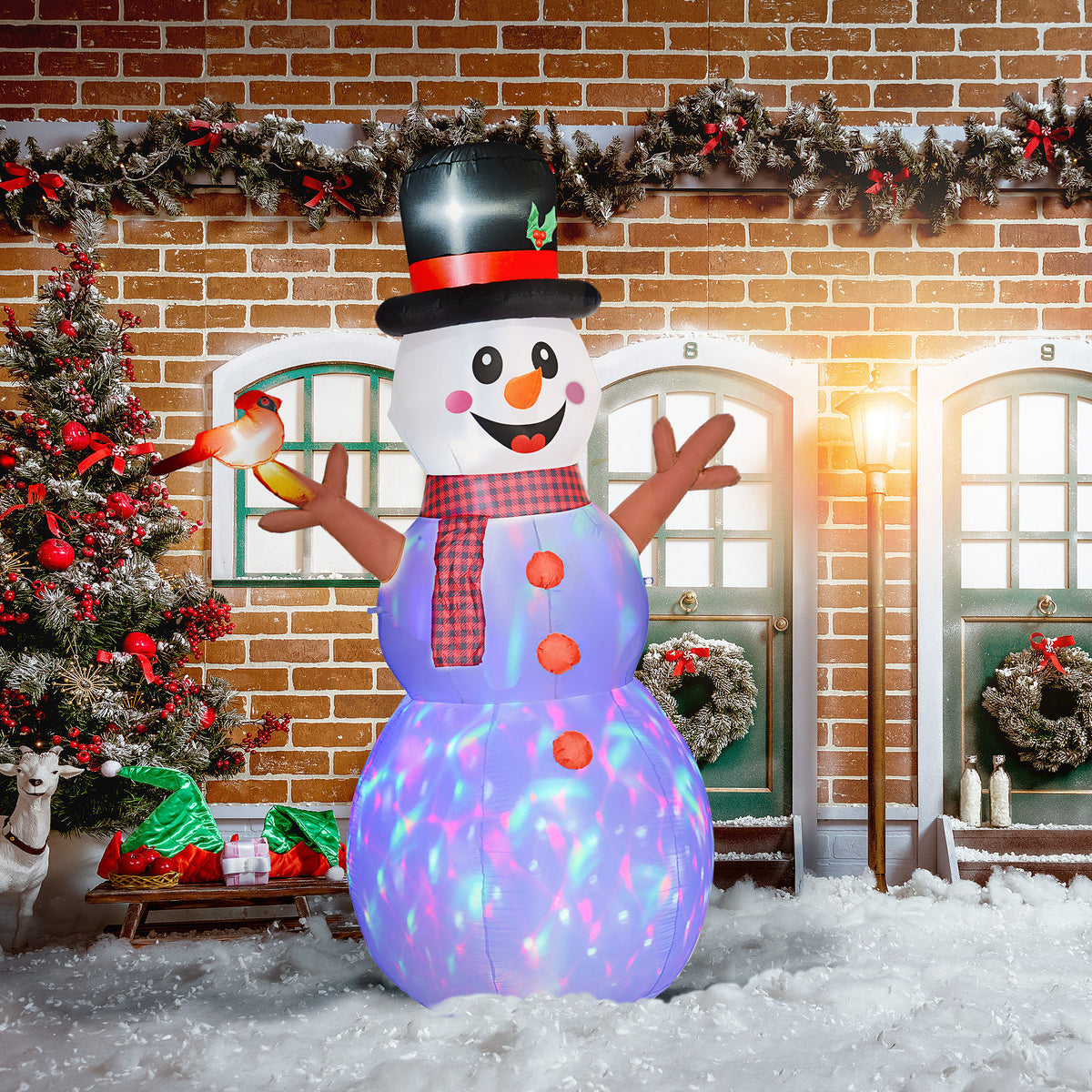 Large snowman, 2.40 m, Christmas decoration, with LEDs, self-inflating, polyester (2)