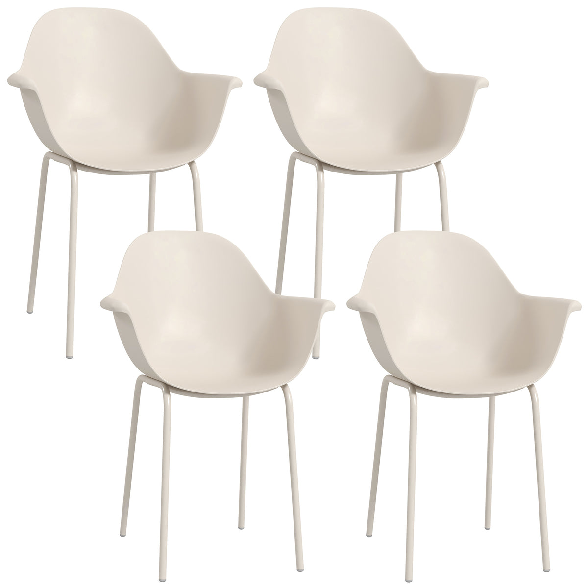 Outsunny 4er-Set Gartenstühle Outdoorstühle Gartenstuhl, Moderns Design, 59 cm x 55 cm x 84 cm, Grau