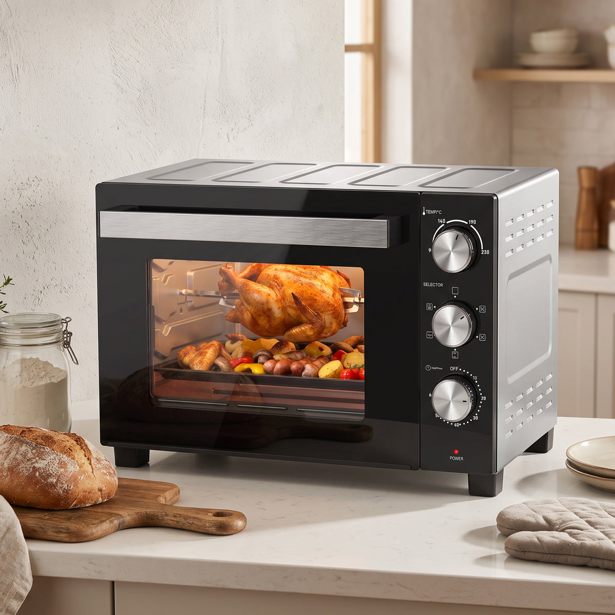 HOMCOM 36 L Miniofen mit Umluft, 90–230 °C Temperaturregelung, 1500 W – Produktabbildung 2