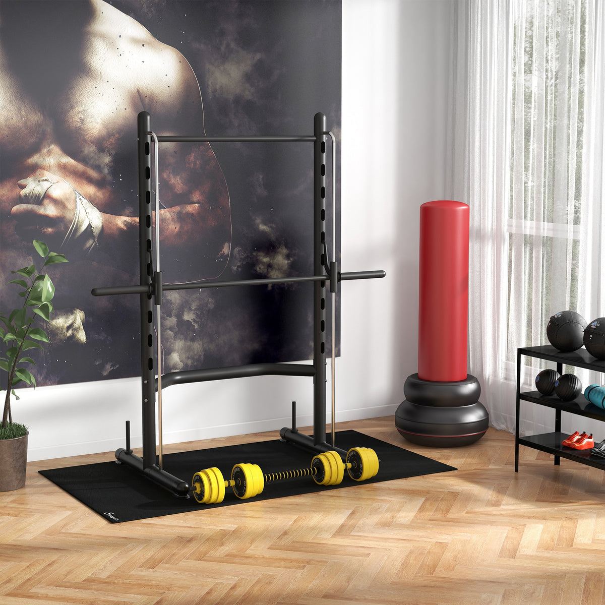HOMCOM 25 kg Hantel & Langhantel,Einstellbare ergonomische 3-in-1 Hantelset,12 × Platten,2 × Kurze – Produktabbildung 2