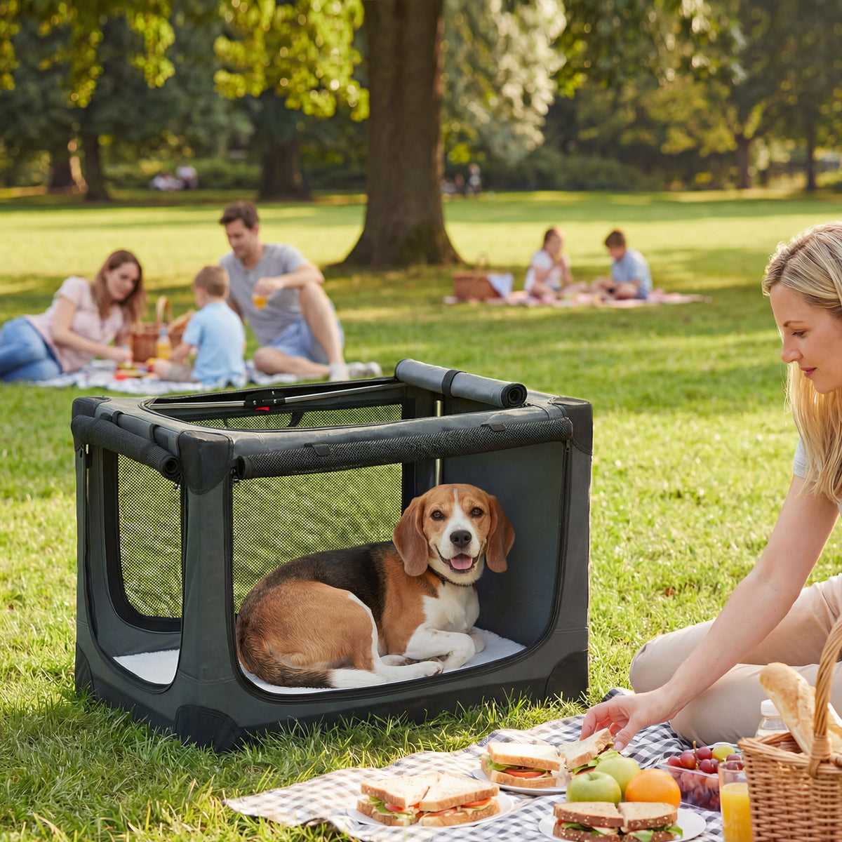 Foldable dog crate, dog transport box with removable washable cushion, Oxford fabric cover for dogs up to 20kg (2)