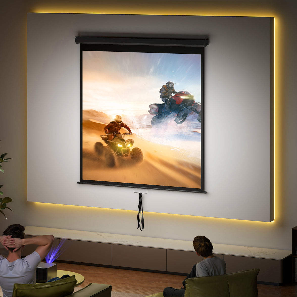 HOMCOM Beamer Leinwand 152 x 152 cm 85 Zoll 1:1 HD 4K Projektionsleinwand für Heimkino – Produktabbildung 2