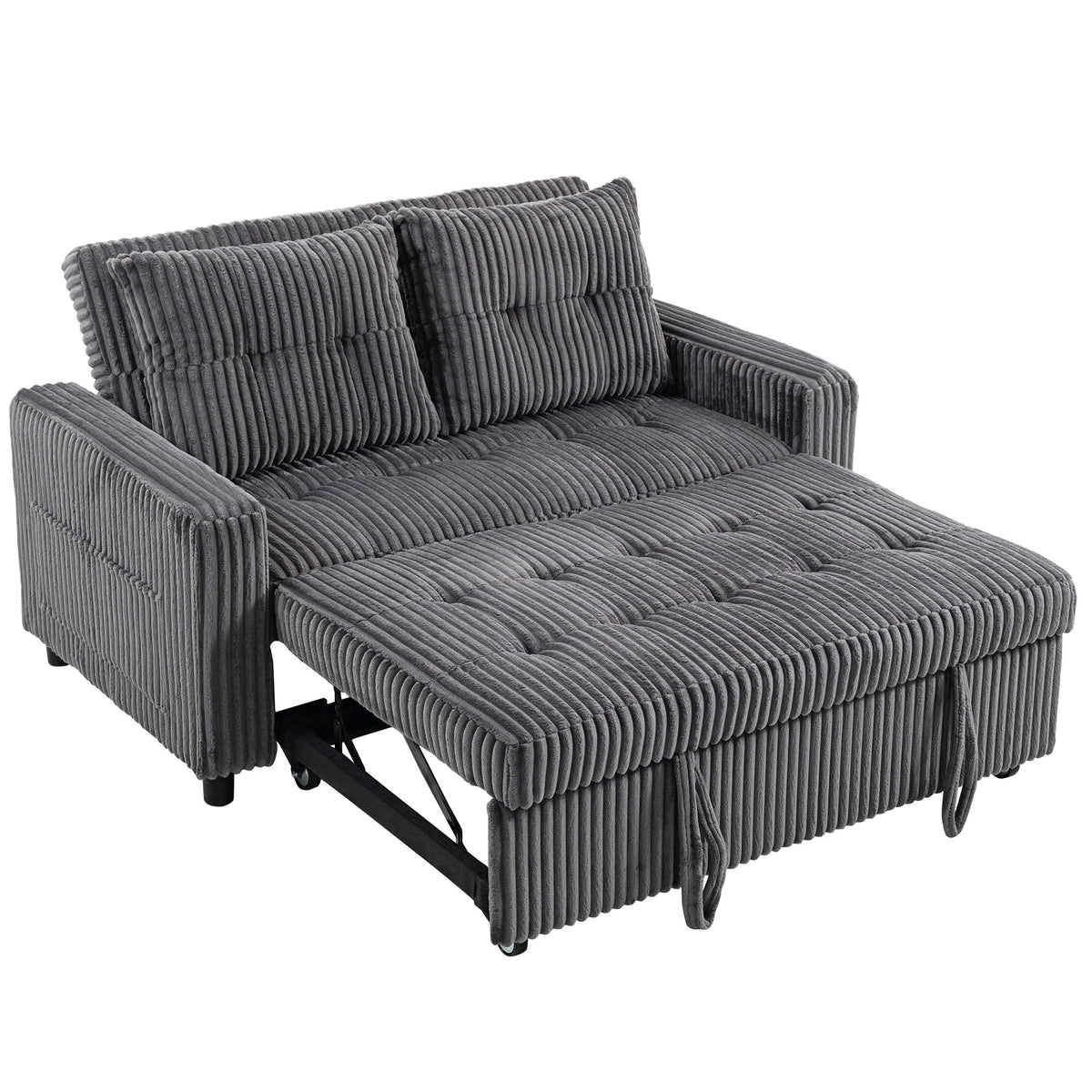 HOMCOM 2-Sitzer Sofabett, Cordbezug, zum Schlafsofa umwandelbar, 2 Kissen, Seitentaschen, 157 x 190 cm
