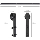 HOMCOM Gleitschienen-Bausatz für Schiebetür, bis 90 kg, Kohlenstoffstahl, 200 cm, Schwarz, inkl – Produktabbildung 3