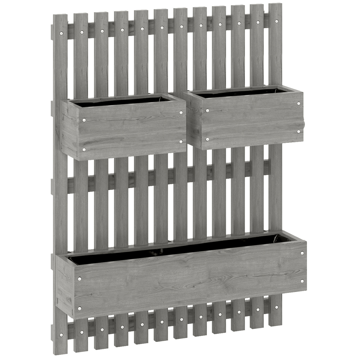 Outsunny Blumenkasten-Set, Wandmontage, frei versetzbar, Massivholz, 60 x 16 x 80 cm