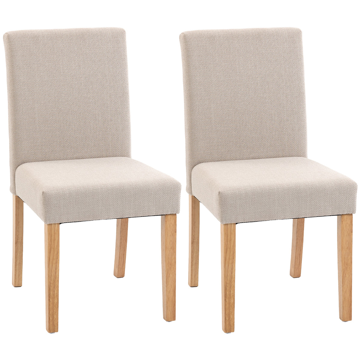 HOMCOM Esszimmerstühle im 2er-Set, moderne Leinen-Polsterstühle mit gepolstertem Sitz und Rückenlehne, Beine