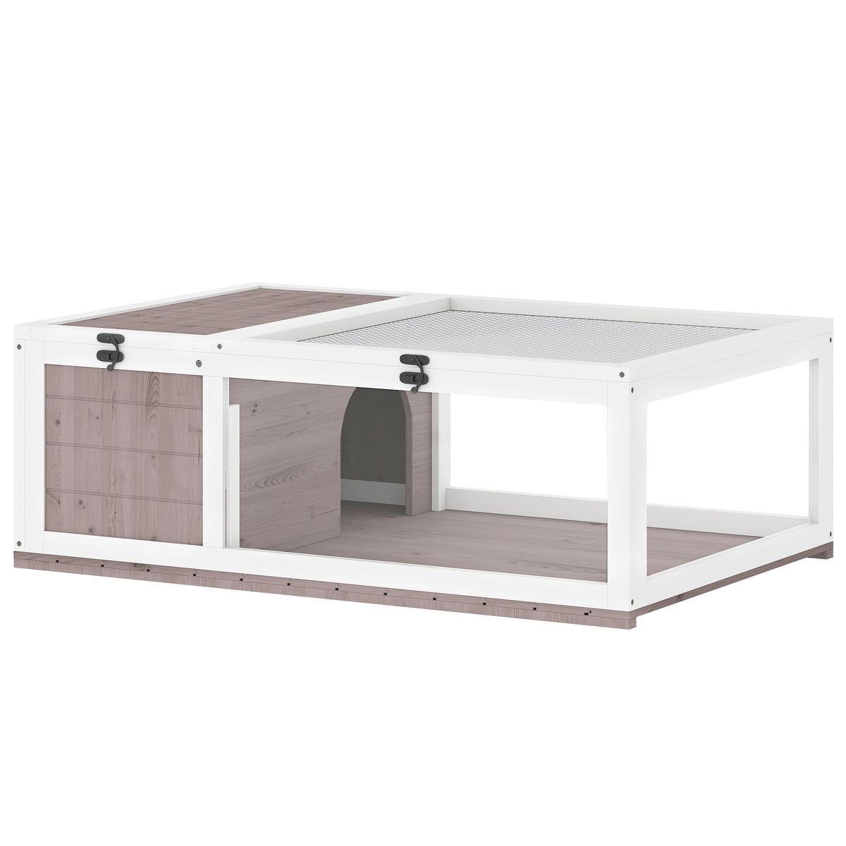 Wooden tortoise house tortoise enclosure with main houses and hinged top 91x60.5x32 cm, brown