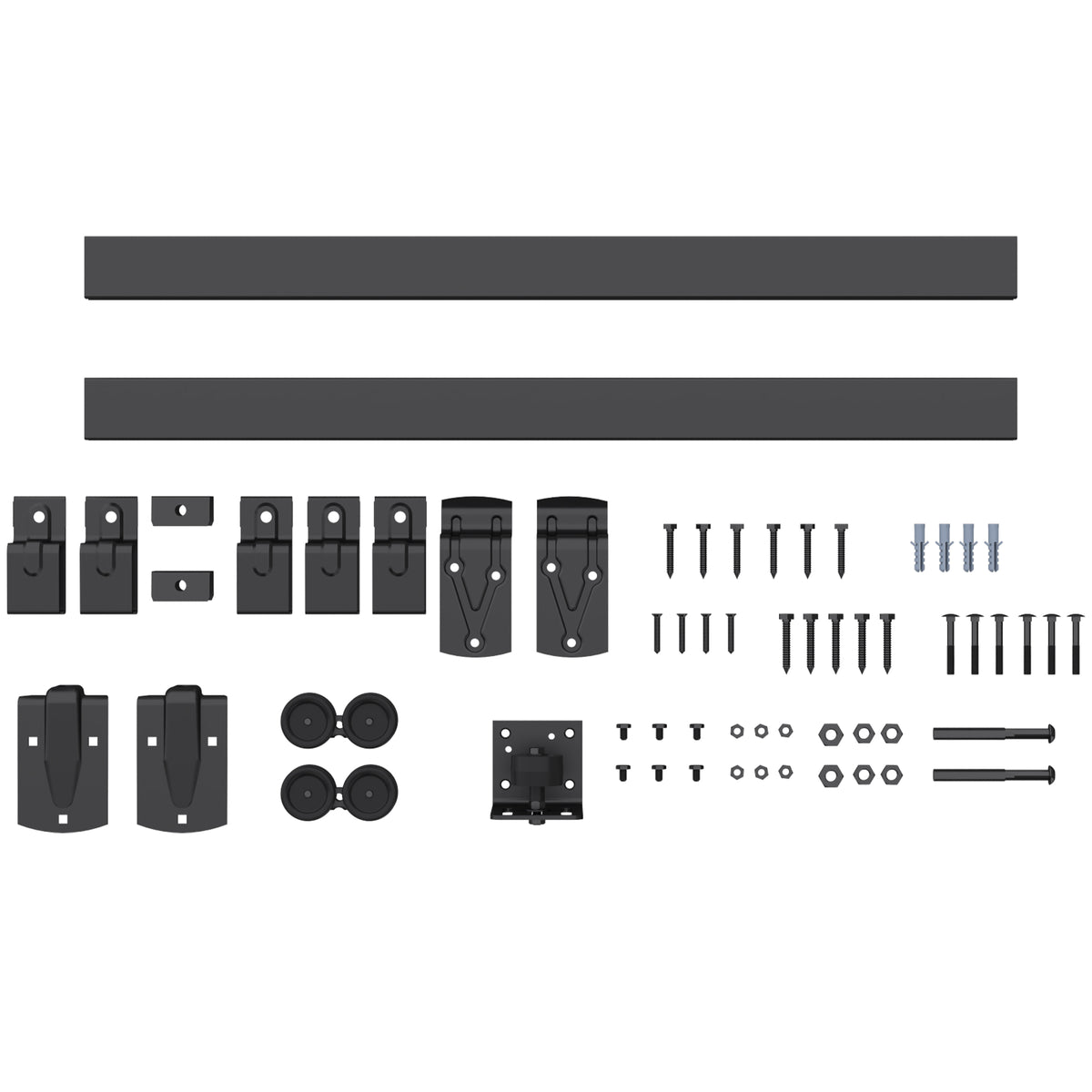 HOMCOM Schwerlast Schiebetür-Hardware-Set 244 cm Schwarz für Einzeltüren