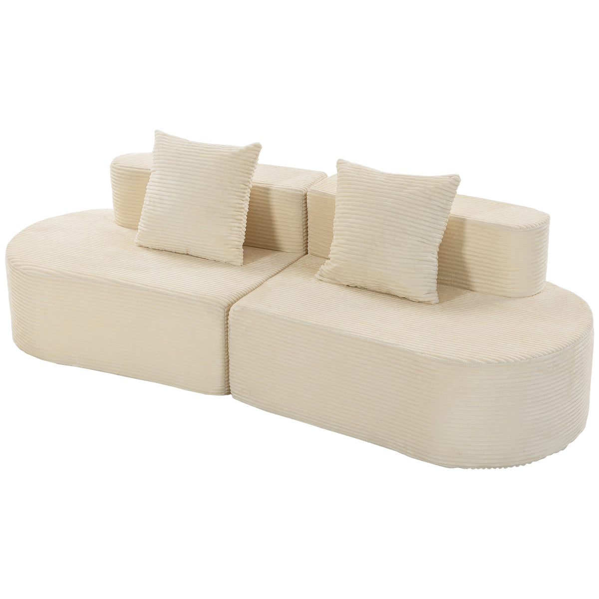 3-seater sofa, modular cloud sofa without a solid frame, wide & deep seat, spring cushioning, corduroy cover
