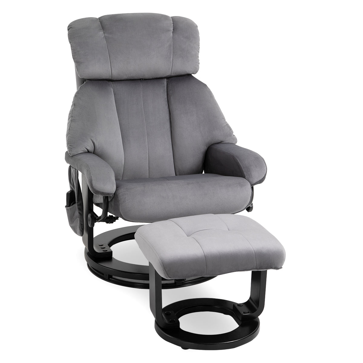 Recliner with footstool, swivel TV chair with vibration massage, reclining function, massage chair with side