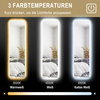 HOMCOM LED Ganzkörperspiegel, Touch-Steuerung, dimmbar, rahmenlos, 40 x 150 cm – Produktabbildung 6