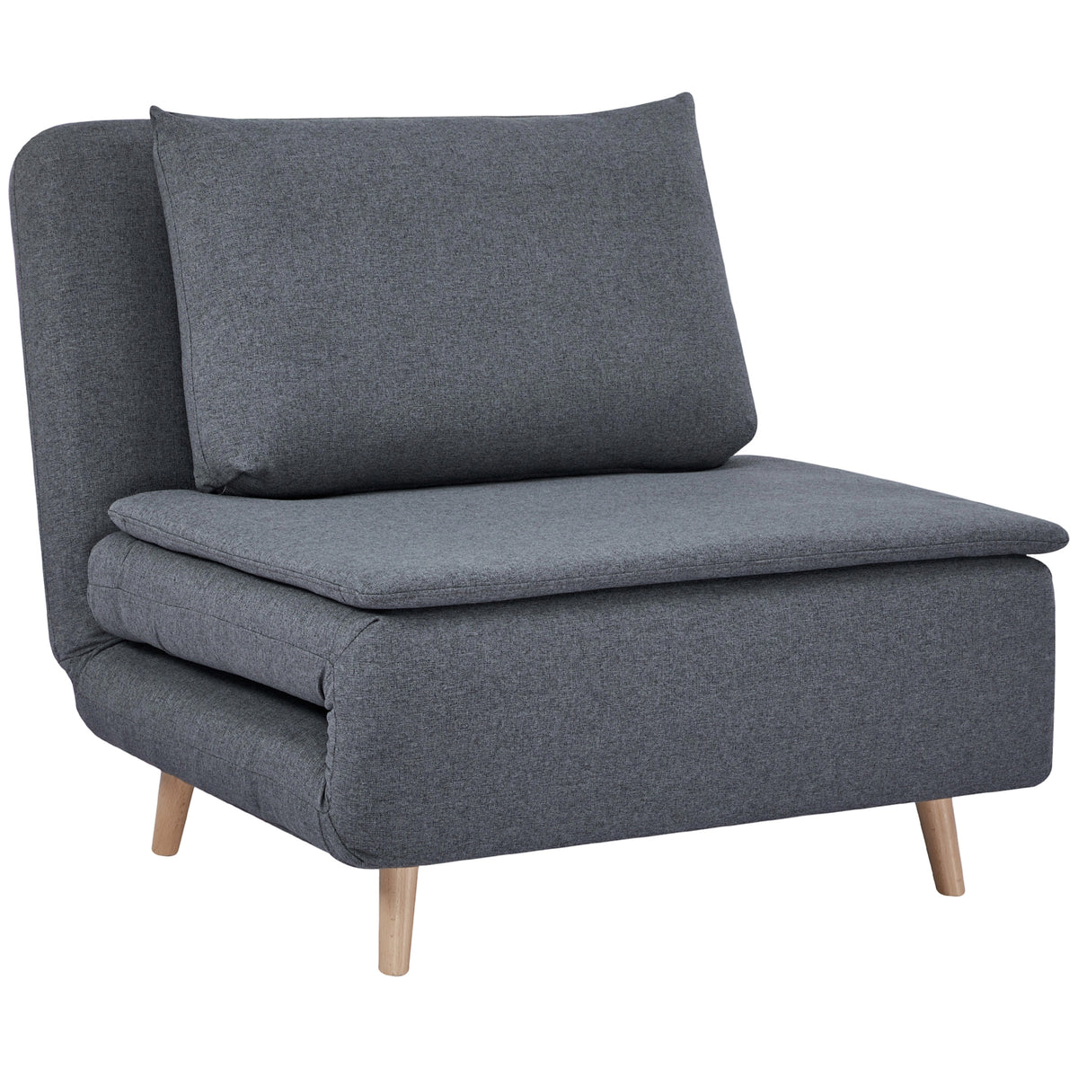 HOMCOM 3-in-1 Schlafsessel mit Bett-Funktion, Liegesessel, verstellbare Rückenlehne, Buchenholzbeine, Kissen