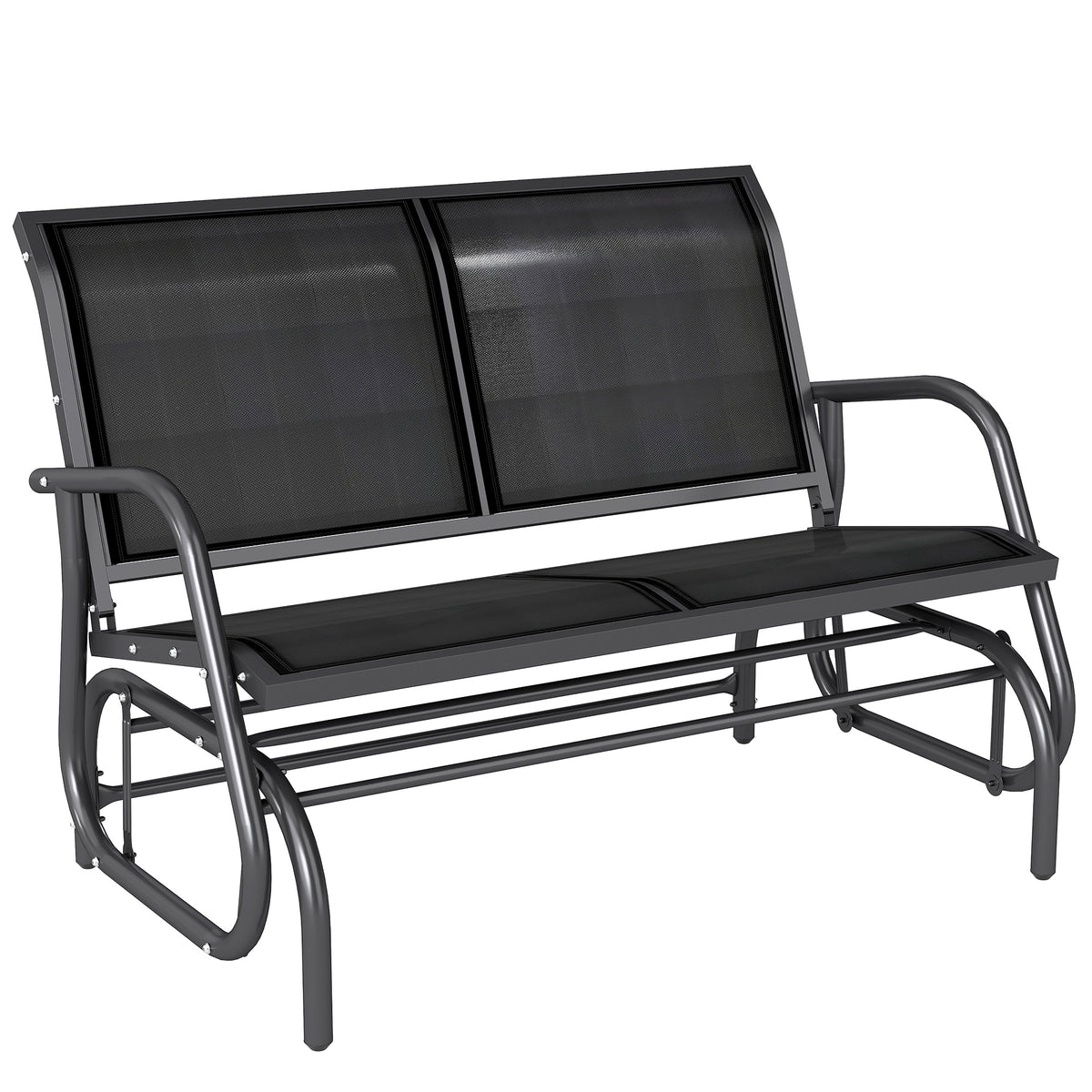 Seater Rocking Chair Garden Bench with rocking mechanism, load capacity up to 200 kg, 120 x 70 x 85 cm, Black