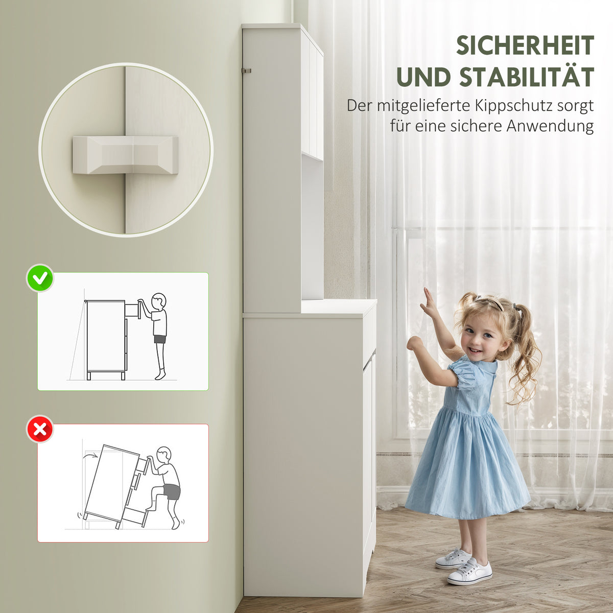 HOMCOM Küchenschrank mit offener Arbeitsfläche, 6 Schranktüren, 2 Schubladen, verstellbare Regale – Produktabbildung 7