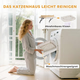 PawHut Katzenhaus mit Halterung für Fensterbänke und Heizungen, Kissen, Holzrahmen, Weiß – Produktabbildung 6