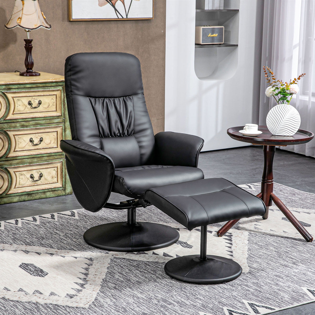 2-piece armchair set, armchair with footstool, reclining chair with footstool, height-adjustable, tiltable (2)