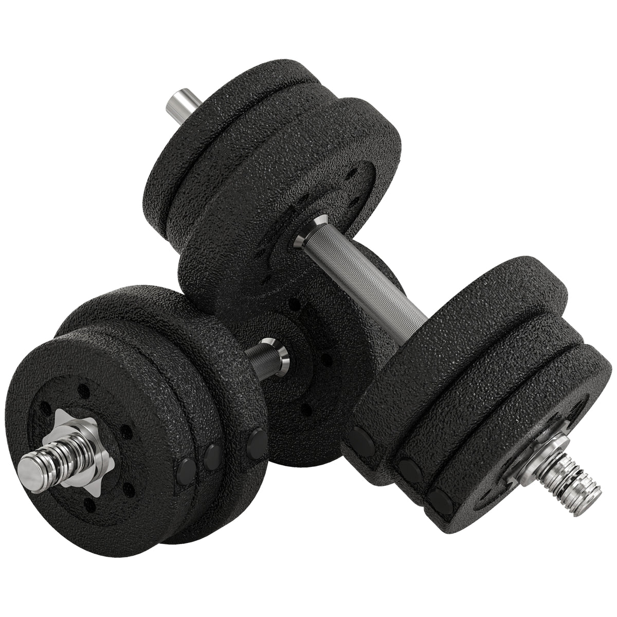 HOMCOM Kurzhantel Set 25KG Hantelset mit Hantelscheiben für Zuhause Büro Fitnessstudio Stahl Kunstleder