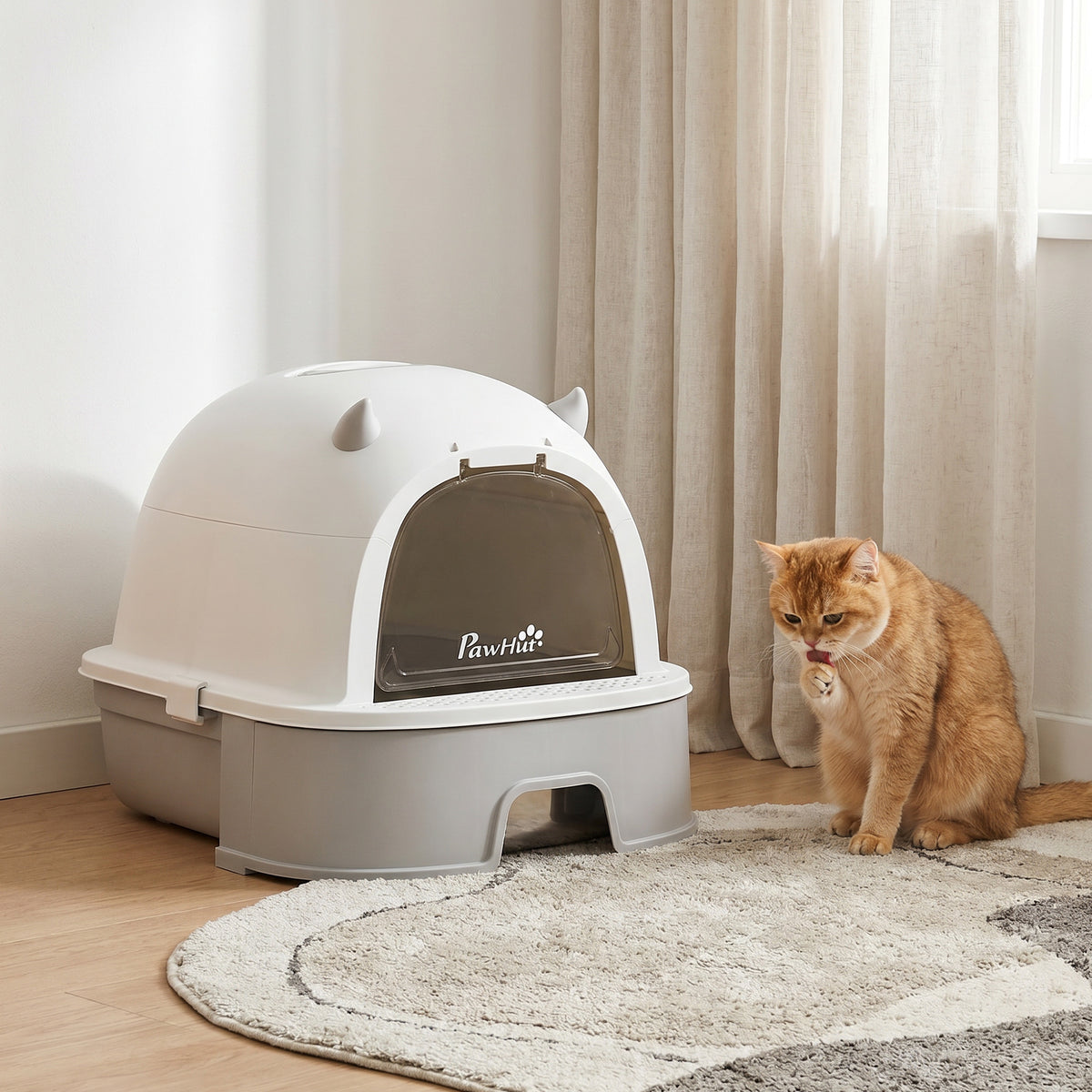 Stainless steel litter box with removable lid, scoop & activated carbon filter for small to medium-sized cats (2)