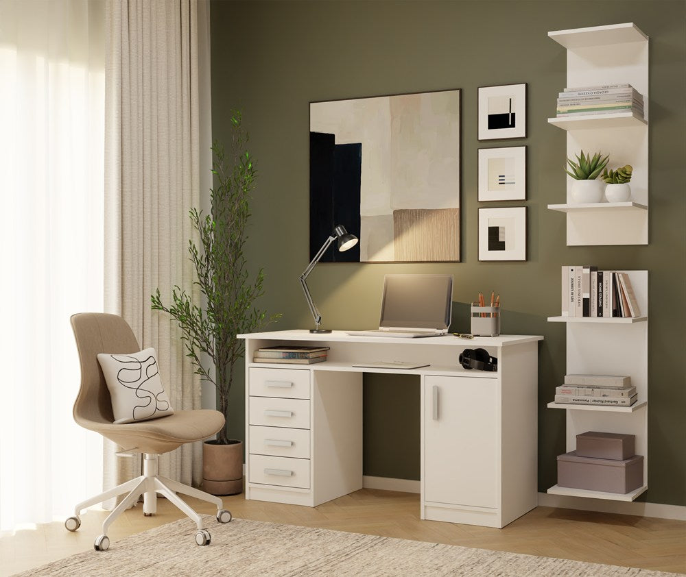 REGAL 6P WEISS Hoch 180 cm 6 Ablagen für Bücher Ordner Büro Wohnzimmer – Produktabbildung 2