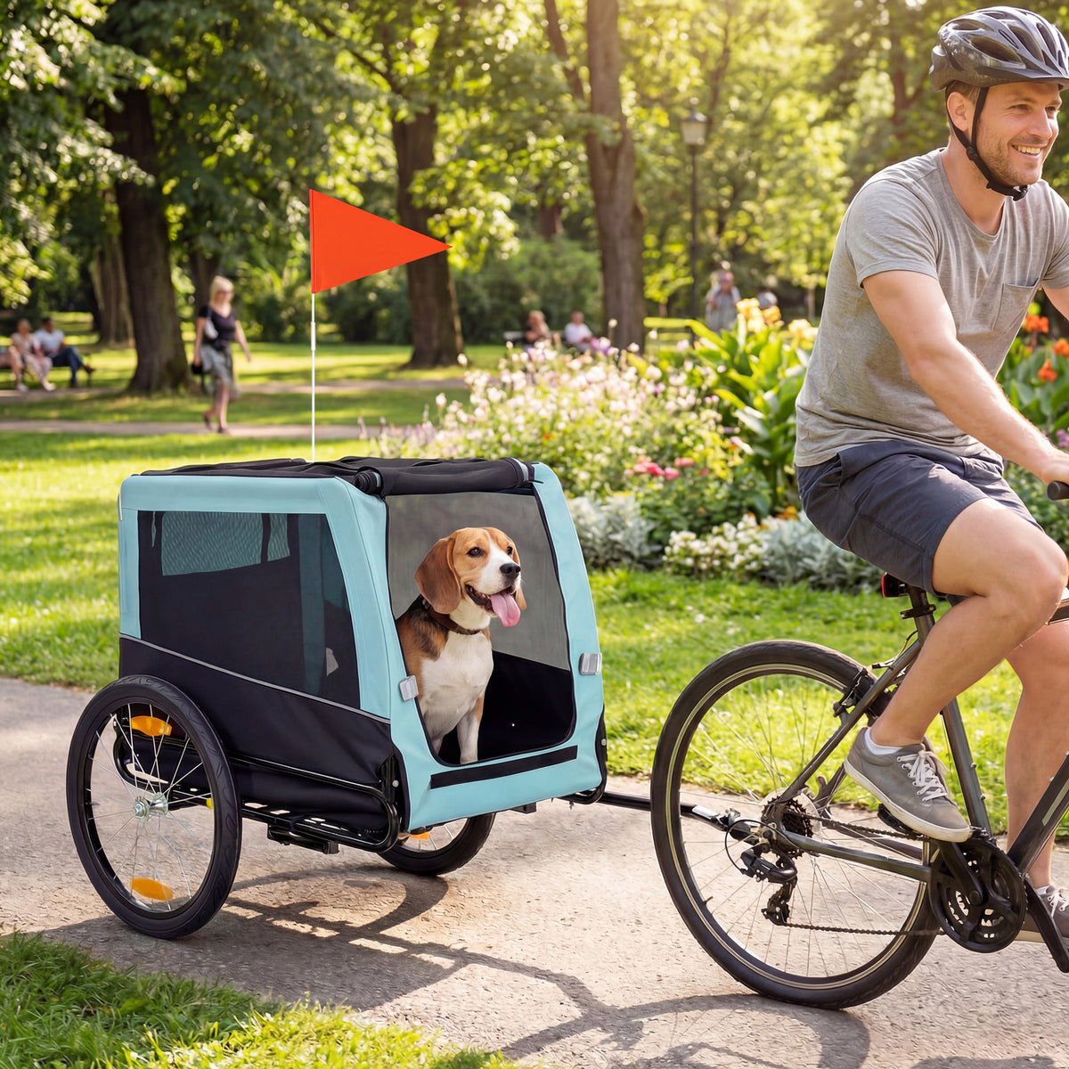 PawHut Faltbarer Fahrradanhänger mit Sicherheitsreflektoren, Leine, für Mittelgroße Hunde bis 20 kg 143 – Produktabbildung 2
