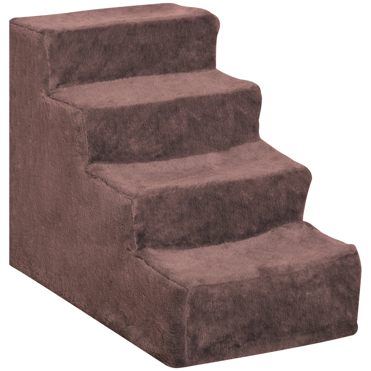 PawHut Hundetreppe 4-Stufig Abnehmbarer Bezug Für Kleine Hunde 44 cm Braun