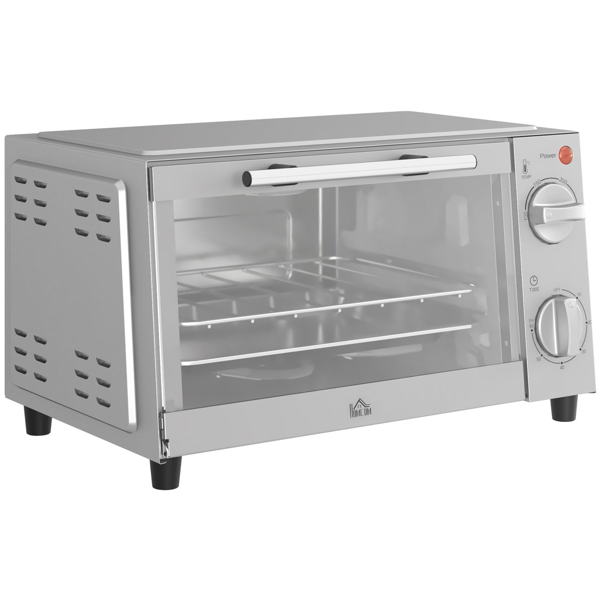 HOMCOM Minibackofen, 9 L Mini-Ofen mit Backblech, Grillrost, mit einstellbarer Temperatur und Garzeit