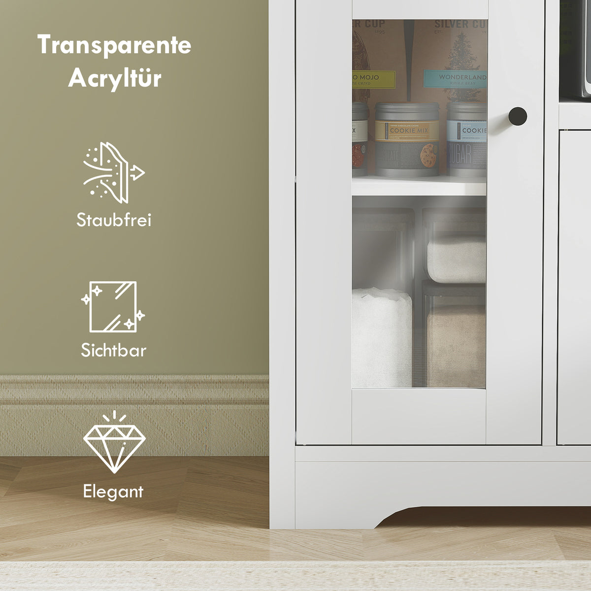 HOMCOM Küchenschrank mit Kabelloch, Kommode mit 2 Schränken, offenes Fach, Schublade, 80 x 35 x 72,2 cm – Produktabbildung 5