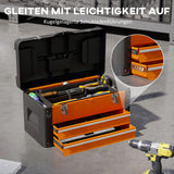 HOMCOM Werkzeugkiste leer, 49,7 x 25,3 x 28,9 cm Werkzeugkasten mit Schublade, Mini-Box Stahl Orange – Produktabbildung 6